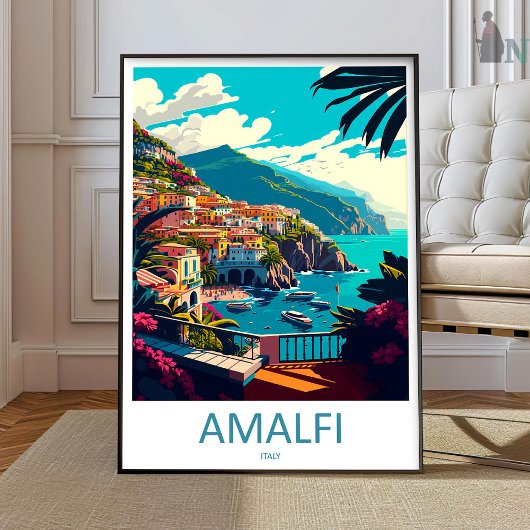 Amalfi Travel Print, amalfi coast travel poster ポスター