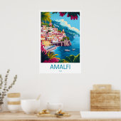 Amalfi Vintage Travel Poster Ski National Park ポスター (キッチン)