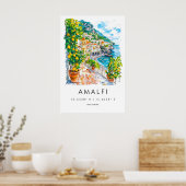 Amalfi Watercolor Poster Amalfi Travel Print ポスター (キッチン)