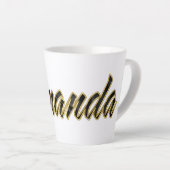Amanda black gold Lettering Latte Tasse カフェラテマグ (右アングル)