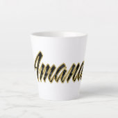 Amanda black gold Lettering Latte Tasse カフェラテマグ (正面)