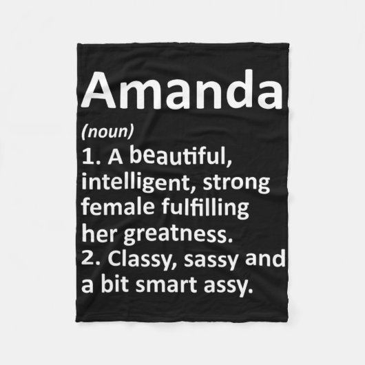 Amanda Definition Personalized Name Funny Christma フリースブランケット (正面)