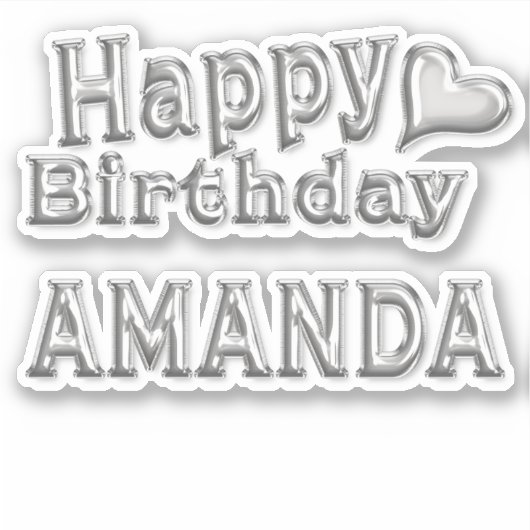 Amanda Happy Birthday silver Aufkleber Sticker シール (正面)