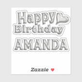 Amanda Happy Birthday silver Aufkleber Sticker シール (シート)