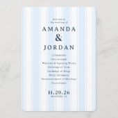 Amanda & Jordan Elegant Blue Vertical Ceremony プログラム (正面)