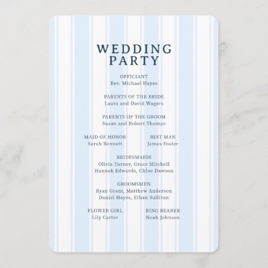 Amanda & Jordan Elegant Blue Vertical Ceremony プログラム (裏面)