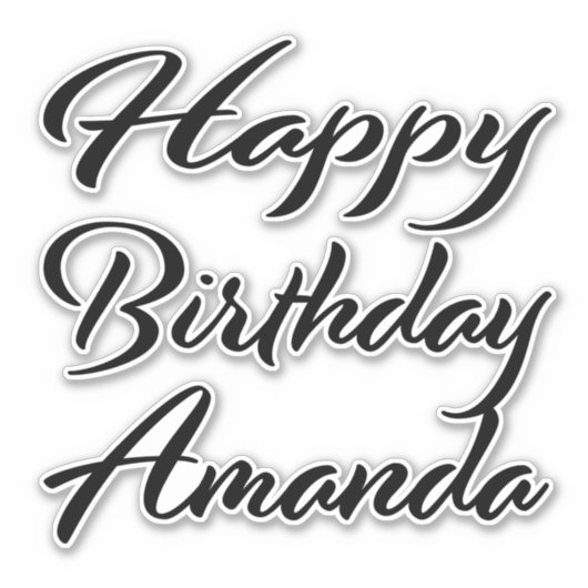Amanda Name Vorname black Sticker Geburtstag シール (正面)
