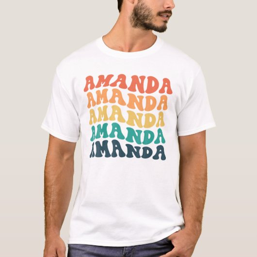 Amanda, Personalized Retro First Name Women Girls Tシャツ (正面)