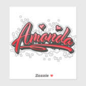 Amanda red Heart Graffiti Aufkleber Sticker シール (シート)