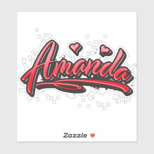 Amanda red Heart Graffiti Aufkleber Sticker シール (シート)