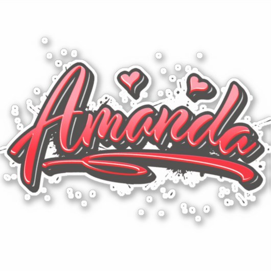 Amanda red Heart Graffiti Aufkleber Sticker シール (正面)