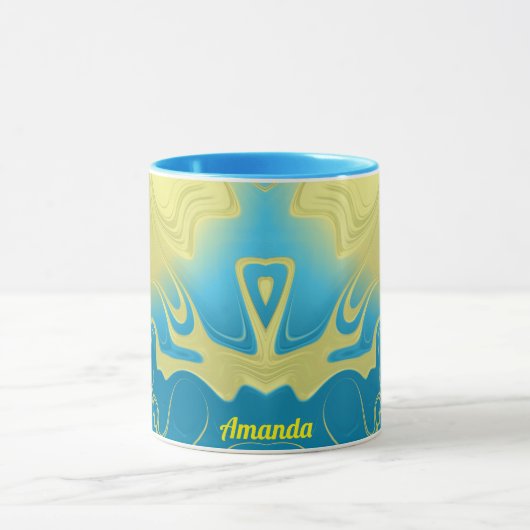 AMANDA to Zany 3D Fractal to Yellow Blue 3D マグカップ (中央)