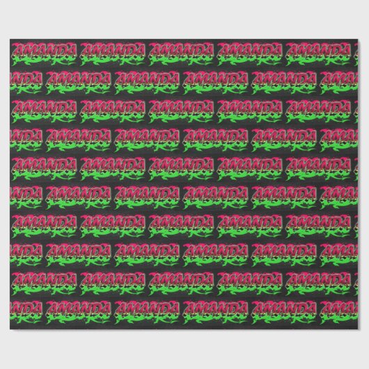 Amanda Vorname Name Graffiti red green ラッピングペーパー (フラット)