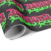 Amanda Vorname Name Graffiti red green ラッピングペーパー (ロールコーナー)