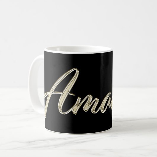 Amanda white gold Handwriting Tasse Kaffeetasse コーヒーマグカップ (正面左)