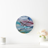 Amanecer rosado  Monticelli Art ラウンド壁時計 (ホーム)