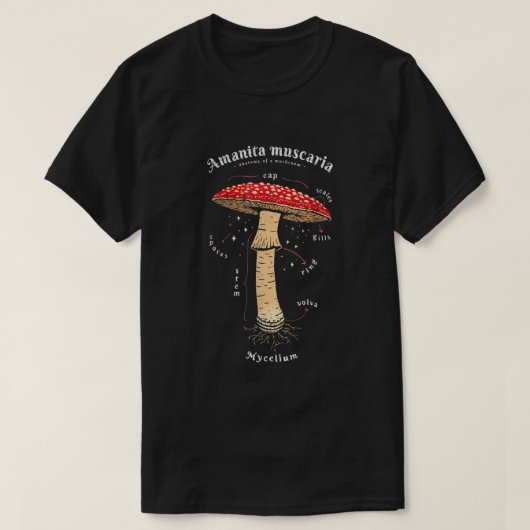 Amanita muscaria Mushroom definition latin art  Tシャツ (デザイン正面)
