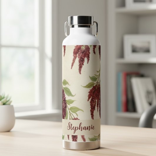 Amaranthus Flower Pattern Water Bottle ウォーターボトル