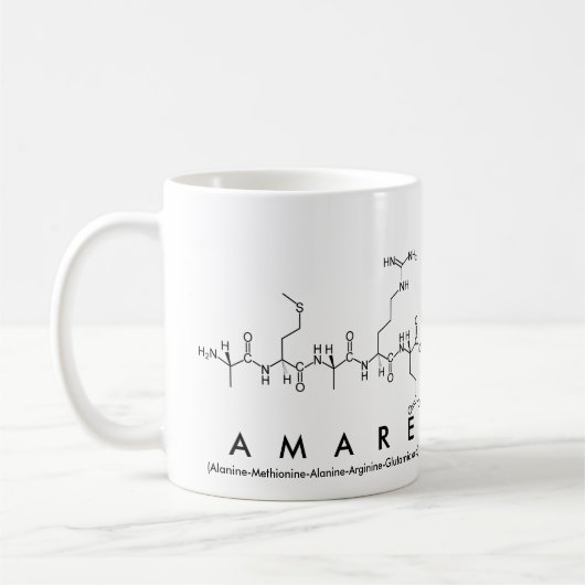 Amareペプチド名mug コーヒーマグカップ (左)