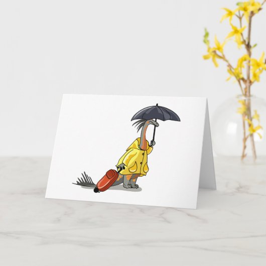 Amargasaurus傘とスーツケースを持っている。 カード (黄色い花)