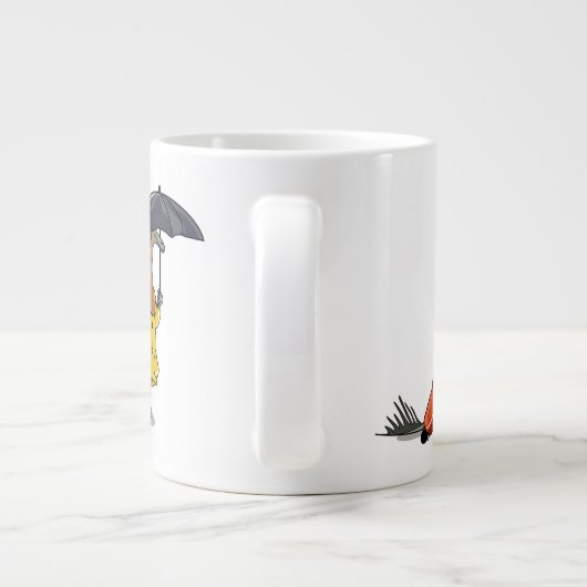 Amargasaurus傘とスーツケースを持っている。 ジャンボコーヒーマグカップ (裏面)