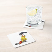 Amargasaurus傘とスーツケースを持っている。 スクエアペーパーコースター (インサイチュ)