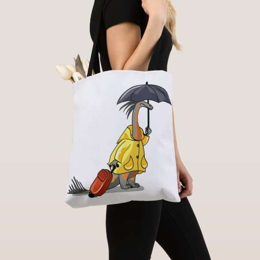 Amargasaurus傘とスーツケースを持っている。 トートバッグ (クローズアップ)