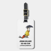 Amargasaurus傘とスーツケースを持っている。 ラゲッジタグ (正面縦)