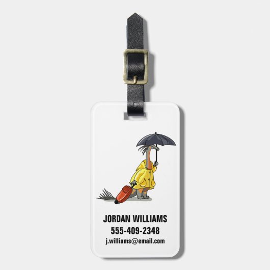 Amargasaurus傘とスーツケースを持っている。 ラゲッジタグ (正面縦)