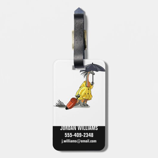 Amargasaurus傘とスーツケースを持っている。 ラゲッジタグ (裏面縦)