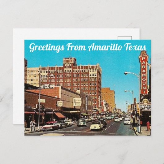 Amarilloからの挨拶テキサス州ヴィンテージ葉書 ポストカード (正面/裏面)