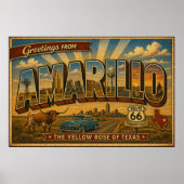 Amarillo Route 66 Vintage Travel ポスター (正面)