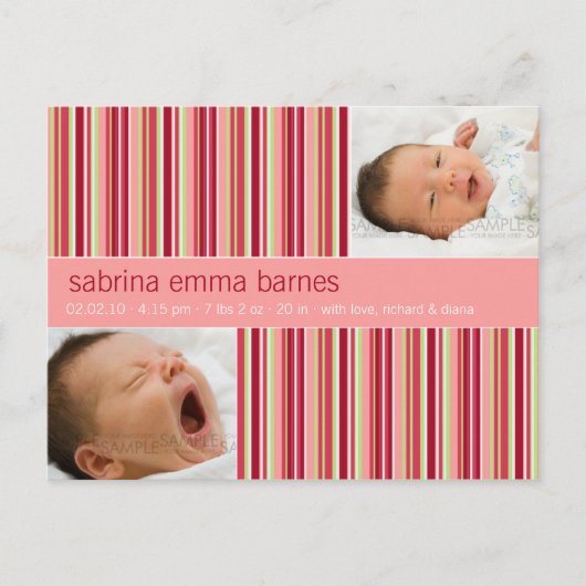 Amaryllisのストライプベビー・お知らせ 案内ポストカード (正面)