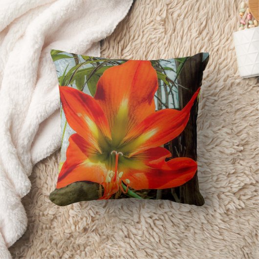 Amaryllis Closeup Throw Pillow クッション (ブランケット)