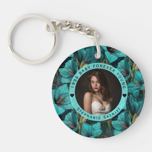 Amaryllis Floral 40Th Birthday Party キーホルダー (正面)