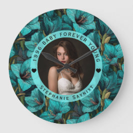 Amaryllis Flower Happy Birthday Gift For Mom ラージ壁時計