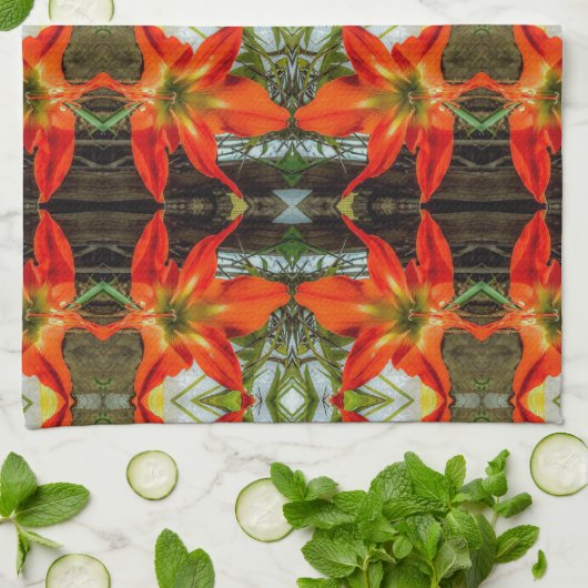 Amaryllis Pattern Kitchen Towels キッチンタオル (折り畳み)