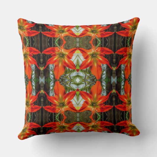 Amaryllis Pattern Throw Pillow クッション (裏面)