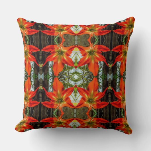 Amaryllis Pattern Throw Pillow クッション (正面)