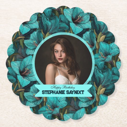  Amaryllis Theme Birthday Present ペーパーコースター (正面)