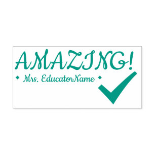 "AMAZING!" +教育者の名前ラバースタンプ セルフインキングスタンプ