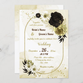 Amazing brown ivory gold floral geometric wedding 招待状