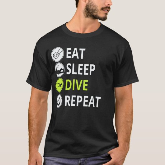 Amazing Eat Sleep Dive Repeat Tシャツ ふざけた スキューバ ダイビン (正面)