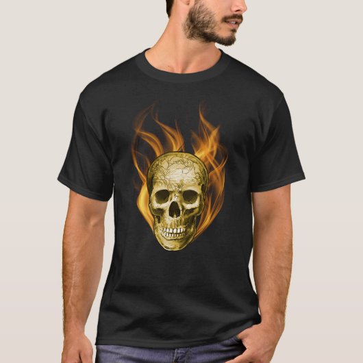 Amazing Flaming Skull Design Tシャツ (正面)