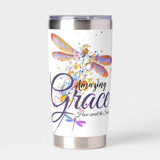 Amazing Grace カエル模様のオーダーメイド 保温保冷タンブラー (正面)