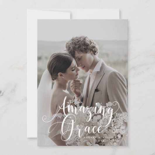 Amazing Grace 手書きスクリプト 宗教的な休日 シーズンカード (正面)