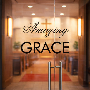 Amazing Grace Church カスタムテキスト窓用デカル ウィンドウサイン