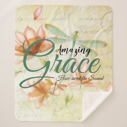 Amazing Grace Flowers and dragonfly   シェルパブランケット (正面)