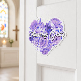 Amazing Grace Purple Floral Heart シール