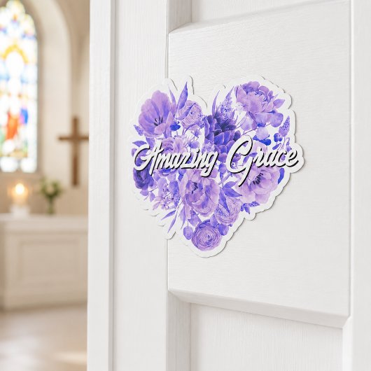 Amazing Grace Purple Floral Heart シール